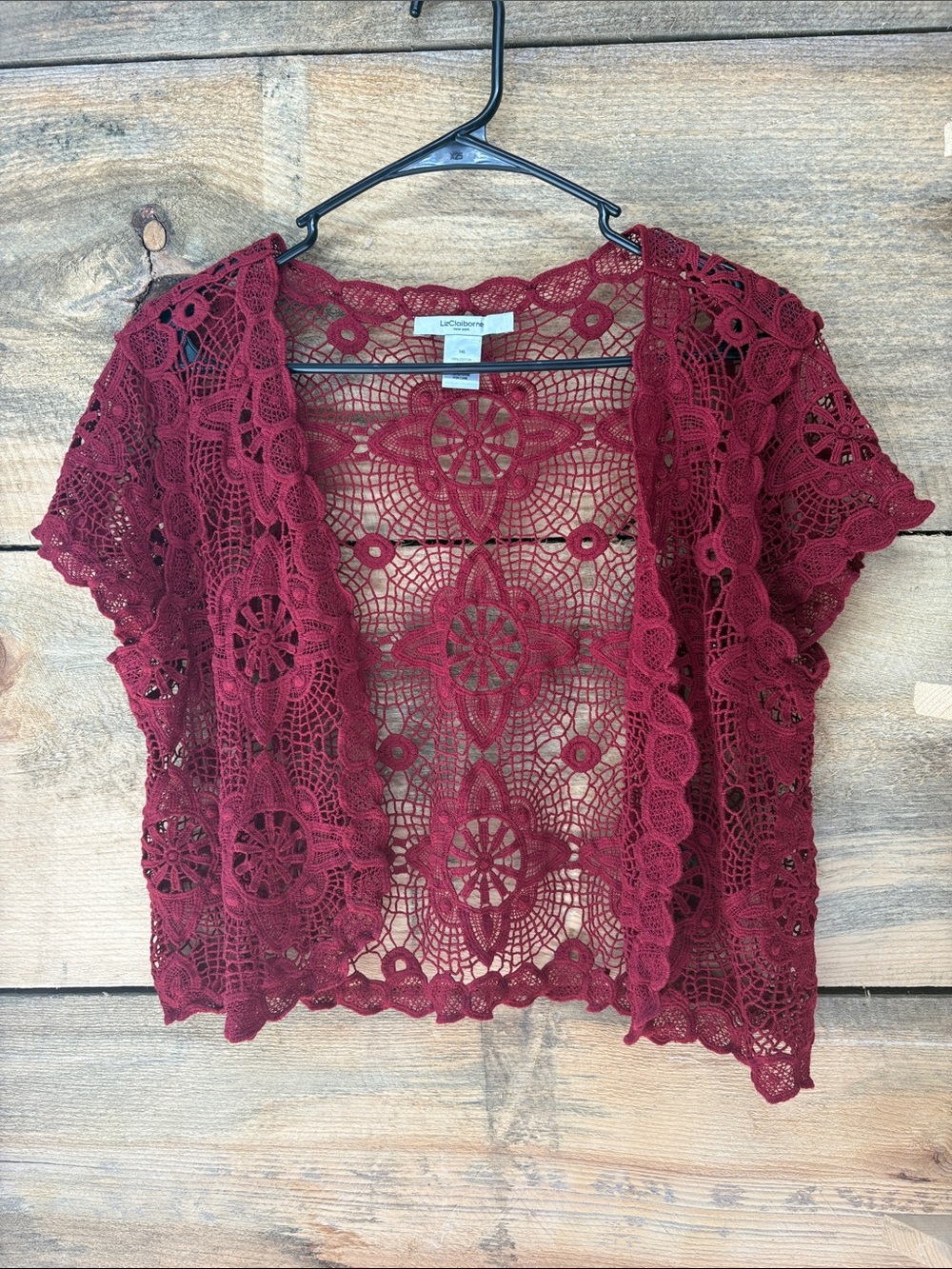 Liz Claiborne Crochet Open Front Cardigan